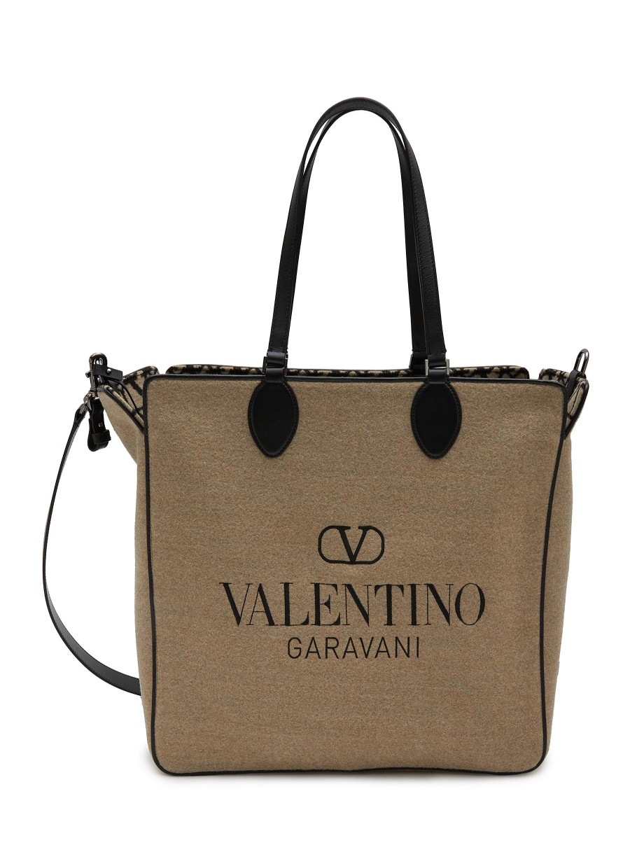 Men VALENTINO Tote Bags | Toile Iconographe Wool Shopping Bag