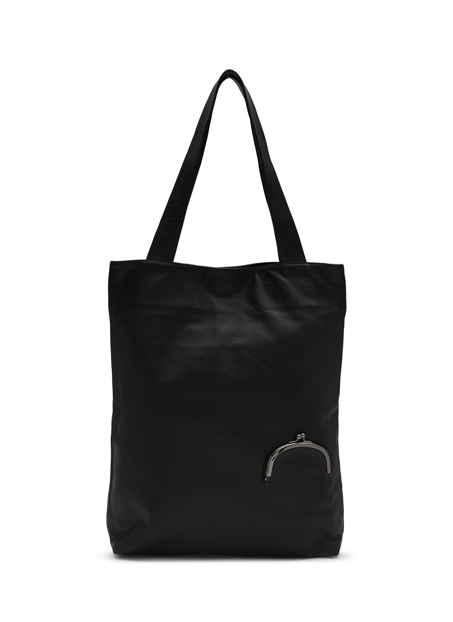 Men DISCORD YOHJI YAMAMOTO Tote Bags | Large Clasp Leather Tote Bag