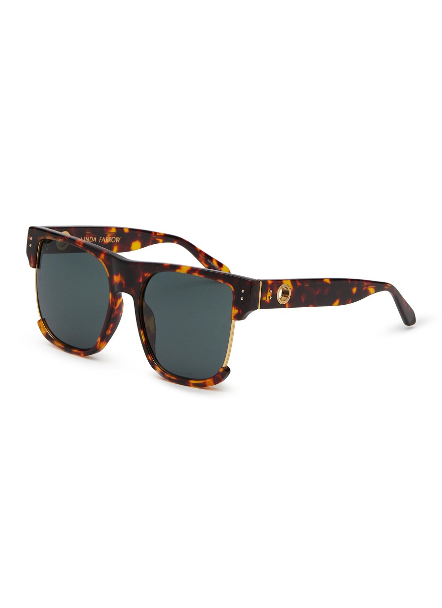 Women LINDA FARROW Eyewear | Lomas Acetate & Metal Square Sunglasses