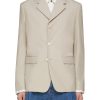 Men PRADA Suits | Textured Logo Cotton Blend Single Breasted Blazer