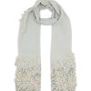 Women LANE'S Scarves & Wraps | Silk Cashmere Blend Floral Trim Scarf