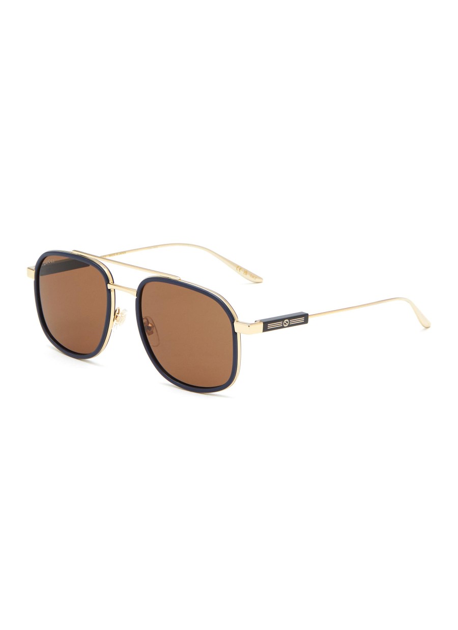 Men GUCCI Eyewear | Gg1310S Brown Lens Metal Aviator Sunglasses