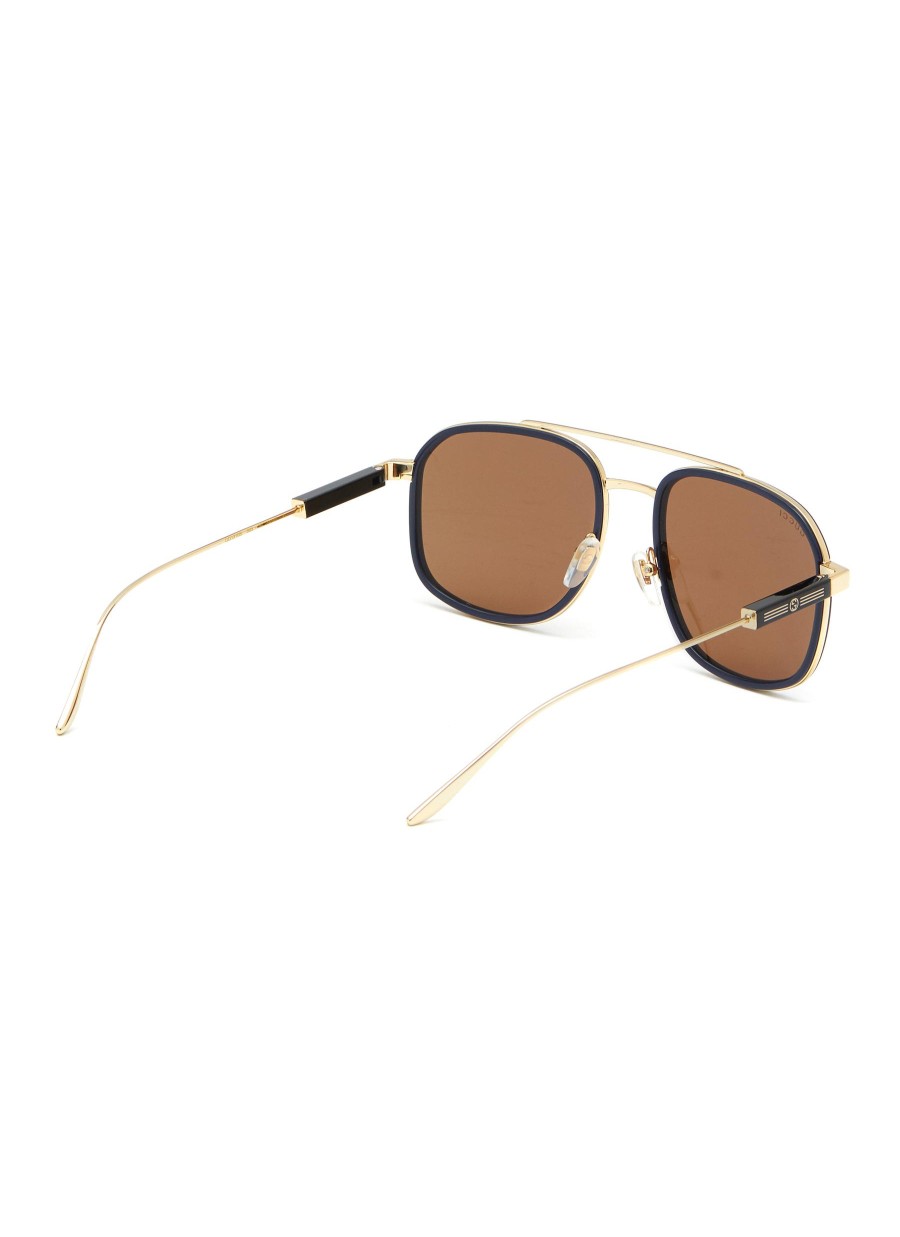 Men GUCCI Eyewear | Gg1310S Brown Lens Metal Aviator Sunglasses