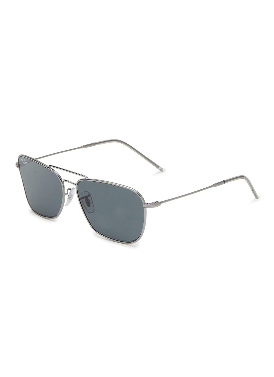 Men RAY BAN Eyewear | Double Bridge Metal Square Sunglasses