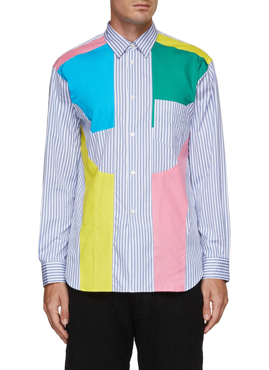 Men COMME DES GARÇONS SHIRT Shirts | Patchwork Poplin Striped Shirt