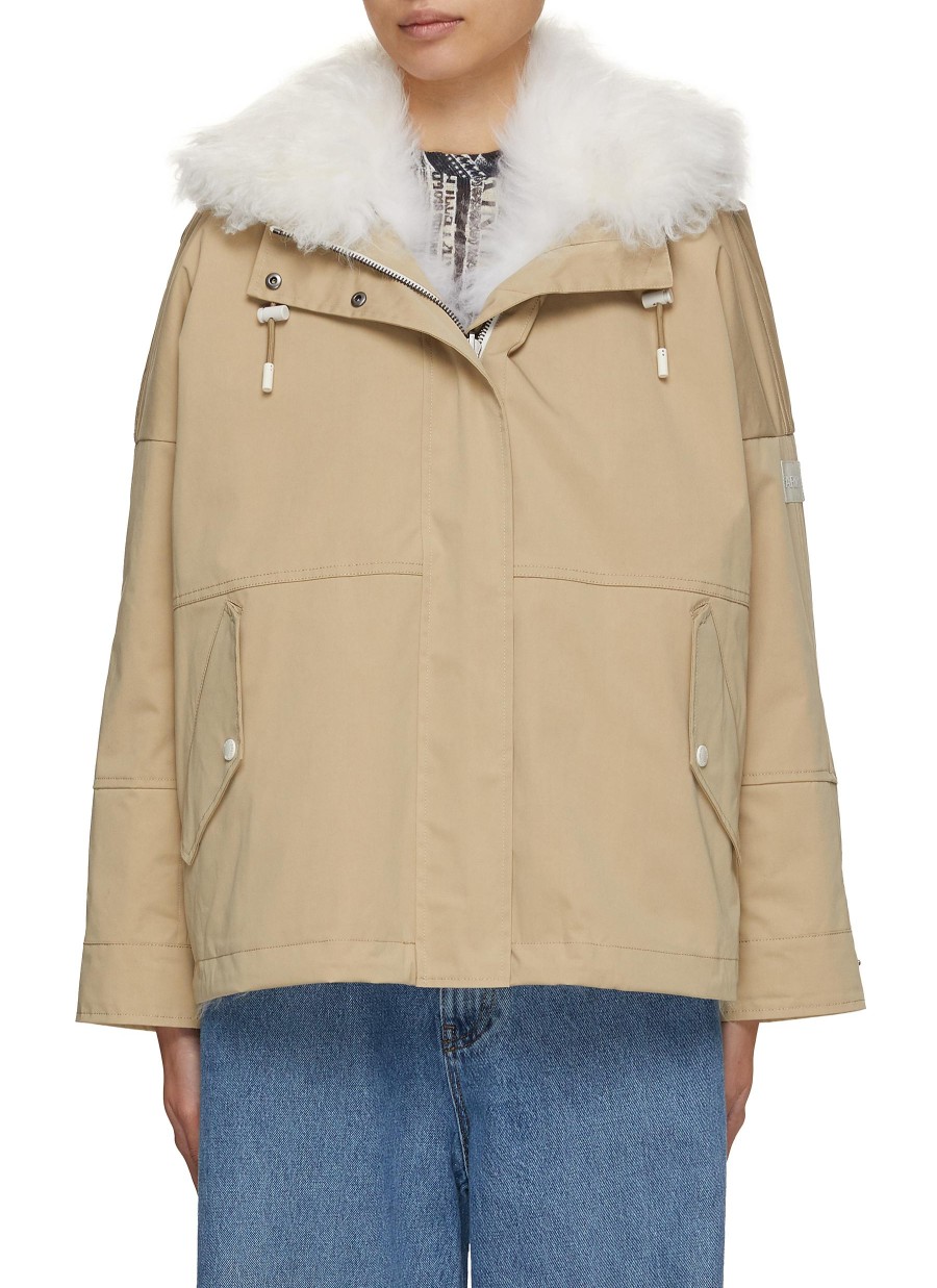 Women YVES SALOMON ARMY Jackets | Reversible Lamb Fur Lined Hooded Jacket