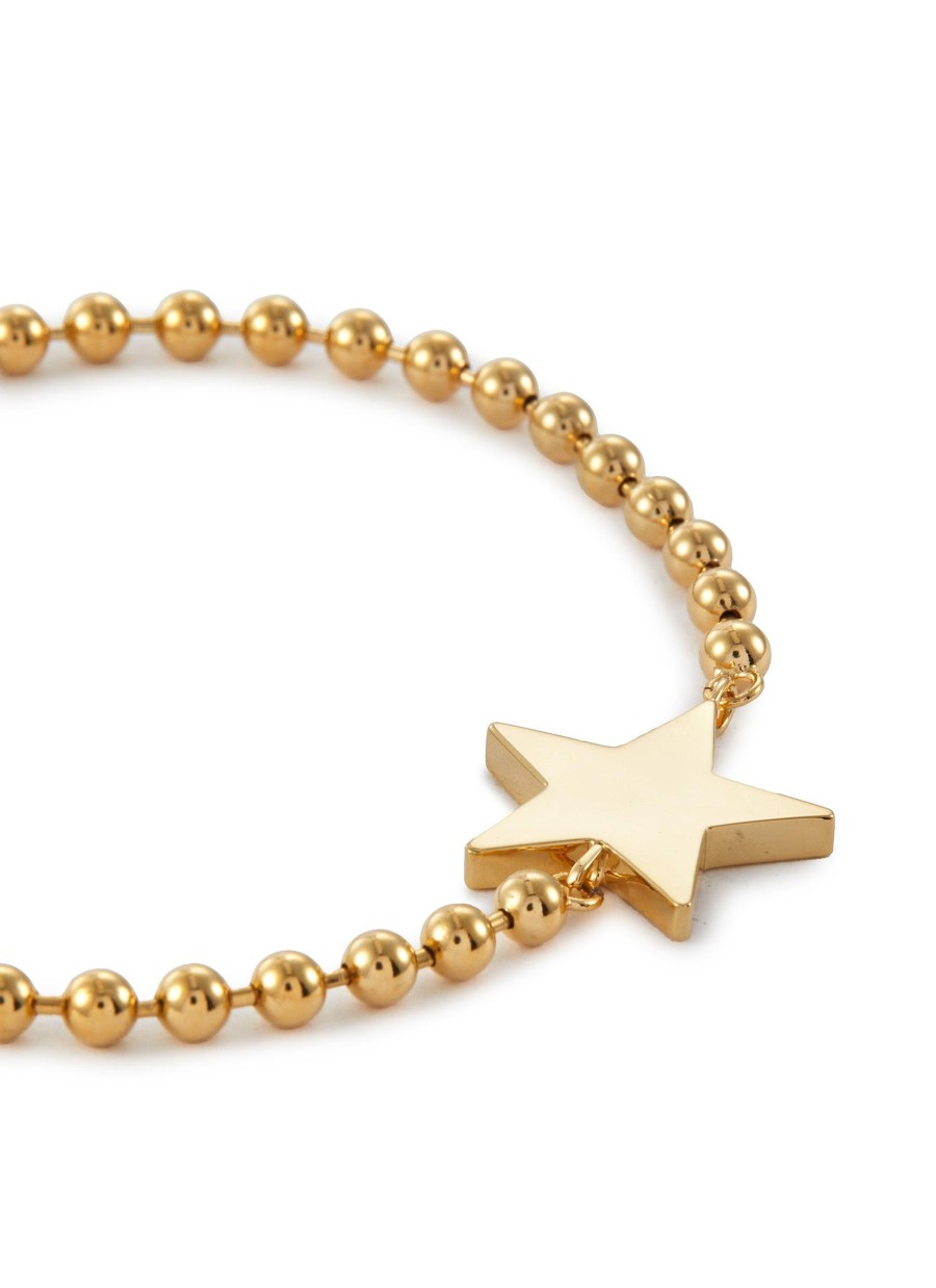 Women NUMBERING Fashion Jewellery | 14K Gold Plated Brass Star Point Ball Chain Bracelet