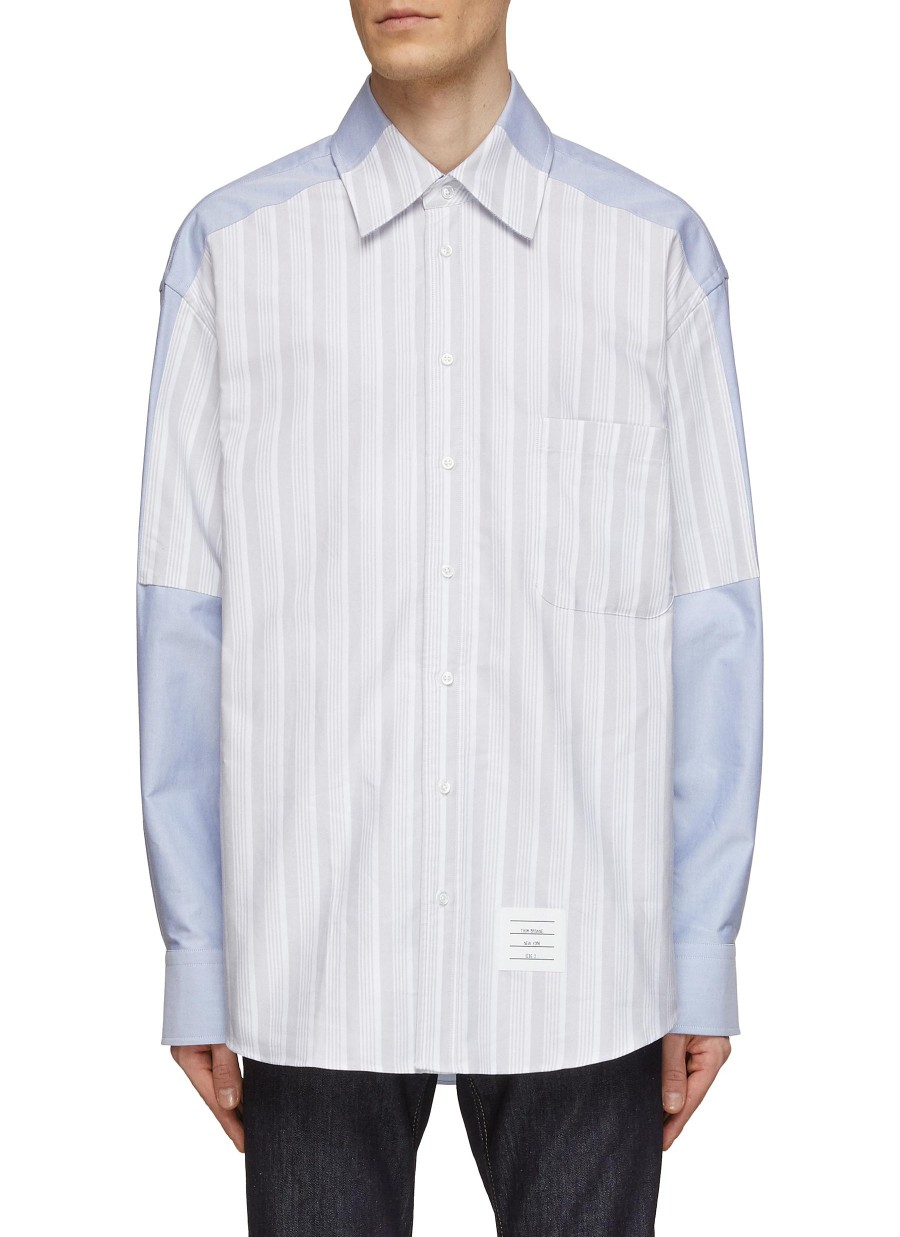 Men THOM BROWNE Shirts | Oversized Contrast Stripe Shirt