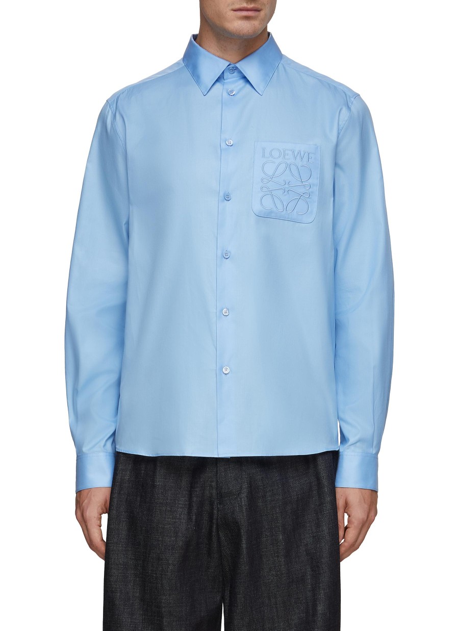 Men LOEWE Shirts | Embroidered Anagram Pocket Shirt