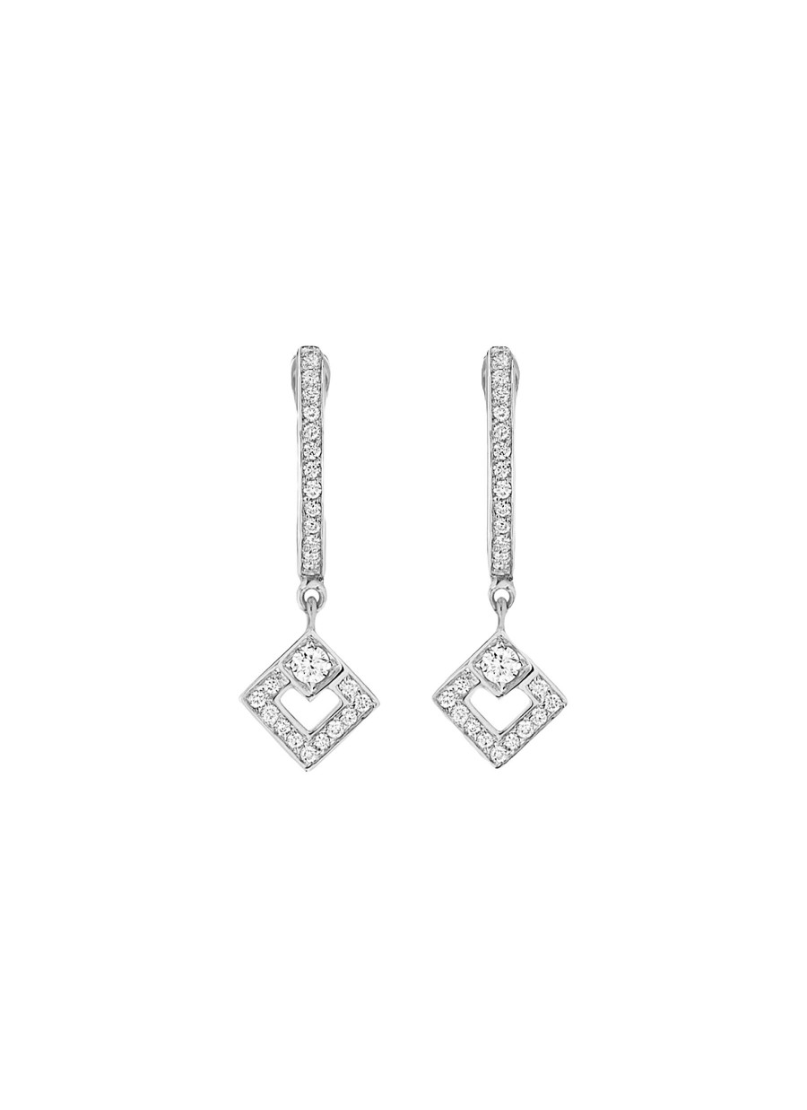 Women KORLOFF Fine Jewellery | Eclat 18K White Gold Diamond Hoop Earrings