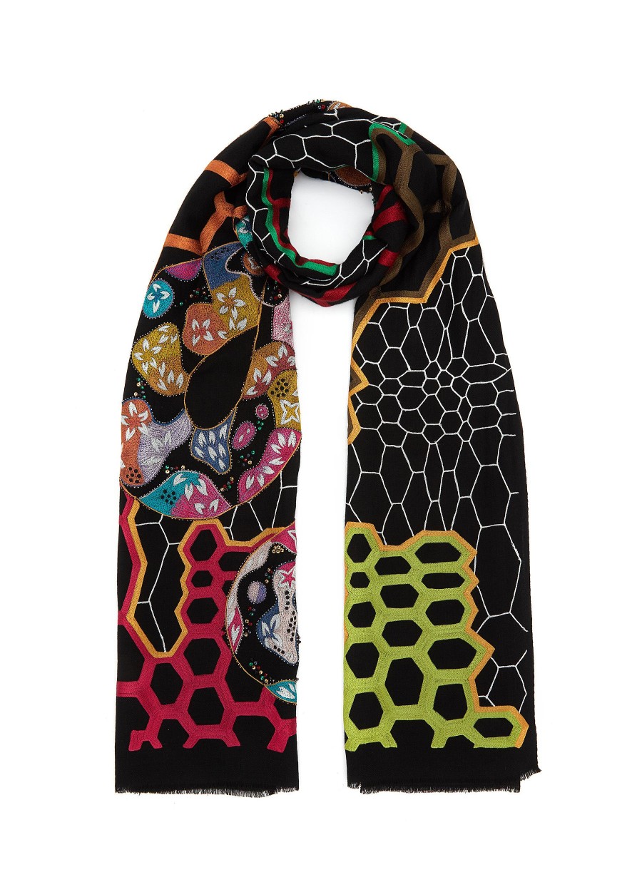 Women JANAVI Scarves & Wraps | The New King Embroidered Merino Wool Scarf