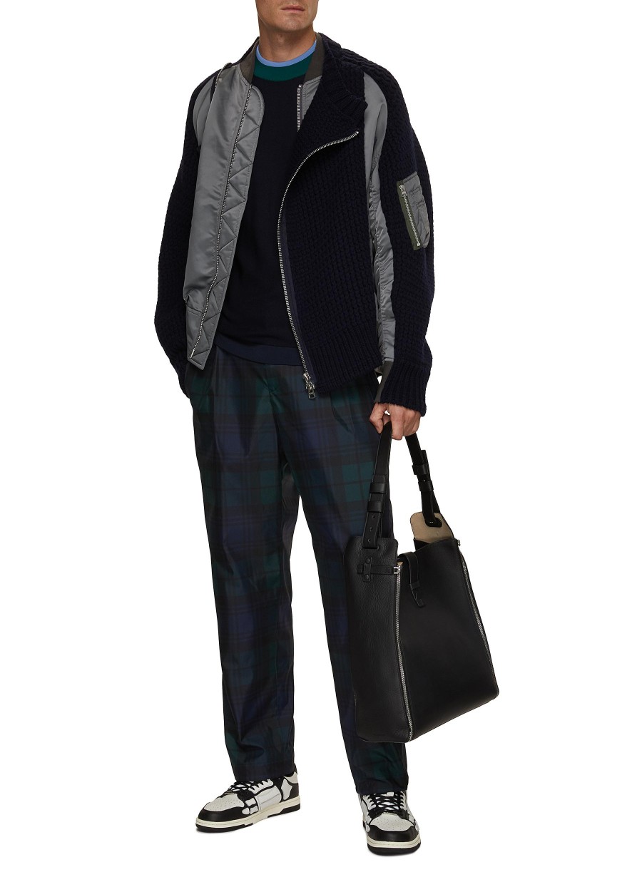 Men SACAI Pants | Checkered Print Drawstring Pants