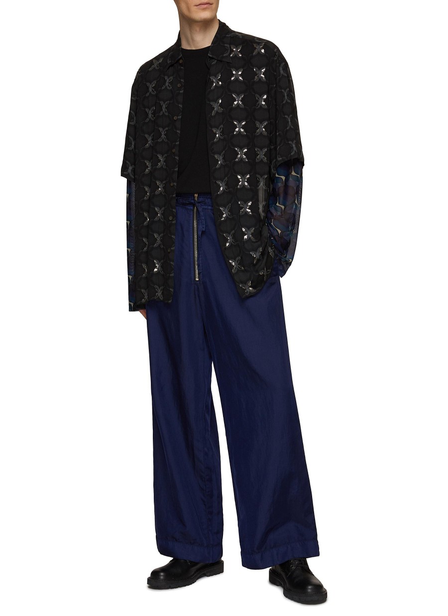 Men DRIES VAN NOTEN Shirts | Criss Cross Sequin Embroidered Loose Fit Shirt