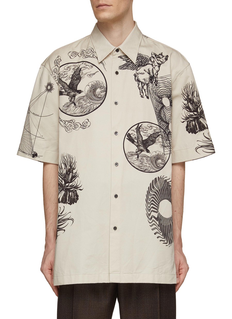 Men DRIES VAN NOTEN Shirts | Flying Animal Print Shirt