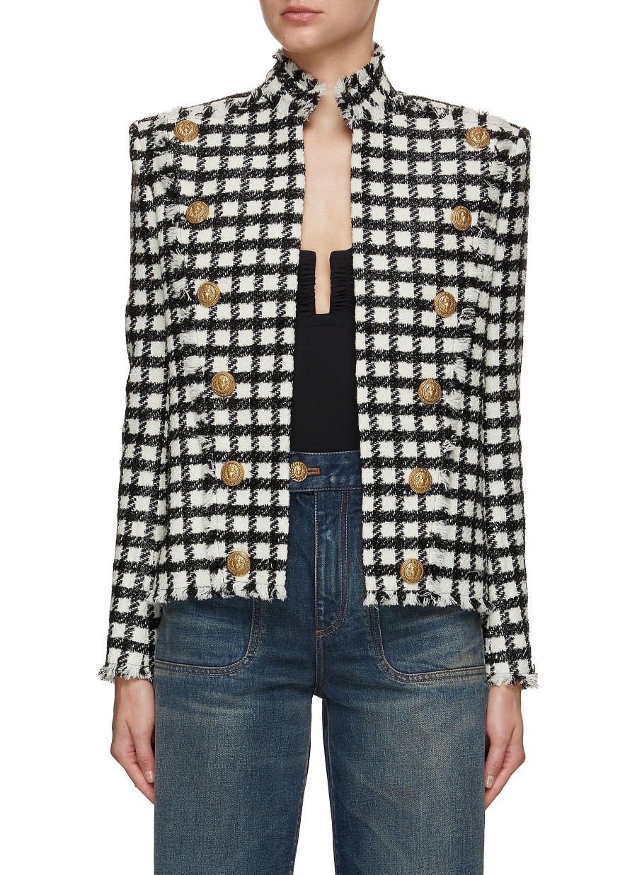 Women BALMAIN Jackets | Check Tweed Jacket