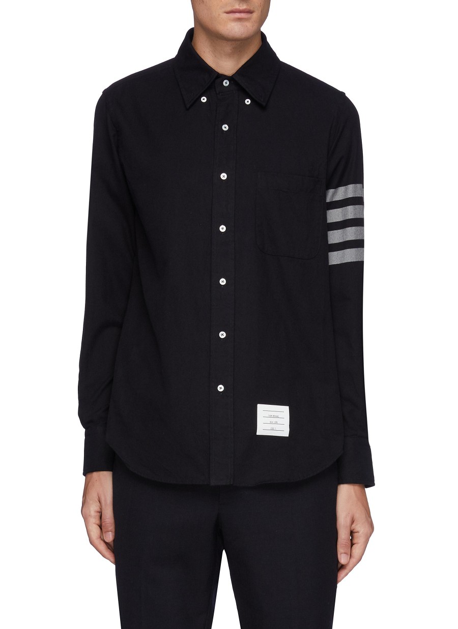 Men THOM BROWNE Shirts | Four Bar Sleeve Cotton Flannel Shirt