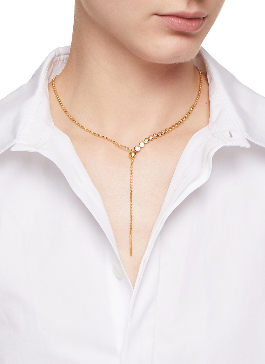 Women MISSOMA Fashion Jewellery | White Cubic Zirconia Slider Lariat Necklace