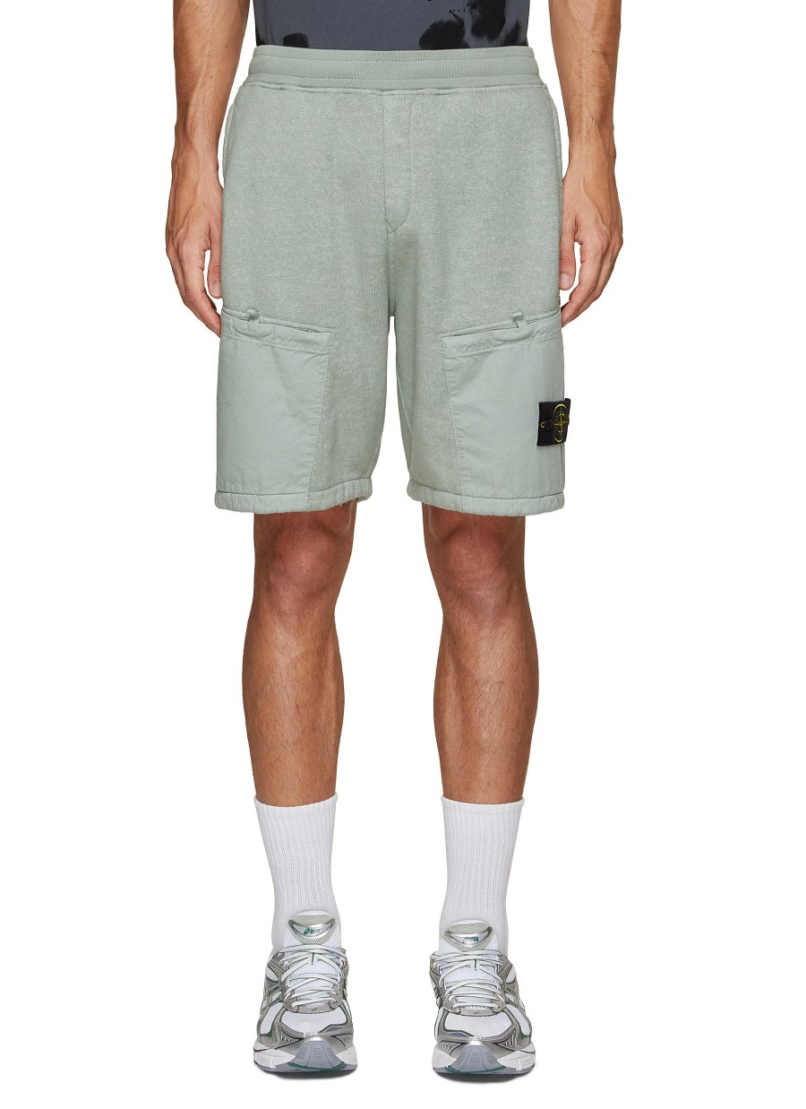 Men STONE ISLAND Pants | Patch Pockets Fleece Shorts