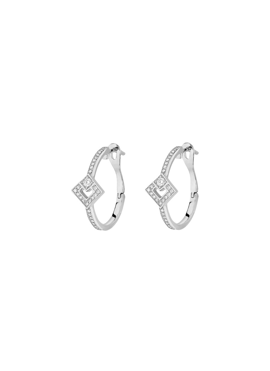 Women KORLOFF Fine Jewellery | Eclat 18K White Gold Diamond Hoop Earrings