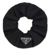 Women PRADA Hats & Gloves | Enamelled Logo Plaque Re-Nylon Scrunchie