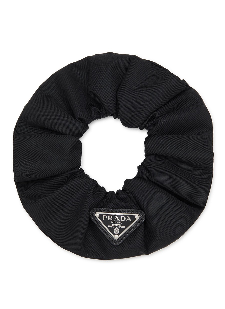 Women PRADA Hats & Gloves | Enamelled Logo Plaque Re-Nylon Scrunchie