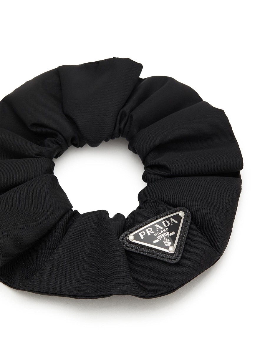 Women PRADA Hats & Gloves | Enamelled Logo Plaque Re-Nylon Scrunchie