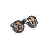 Men TATEOSSIAN Cufflinks | Rotating Gear Cutout Side Gunmetal Plated Base Cufflinks