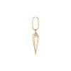 Women MÉTIER BY TOMFOOLERY Fashion Jewellery | Point Crystal 9K Gold Long Pendulum Large Oval Clicker Hoop Single Earring