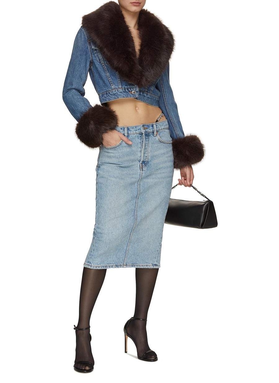 Women ALEXANDER WANG Jackets | Faux Fur Collar Denim Jacket