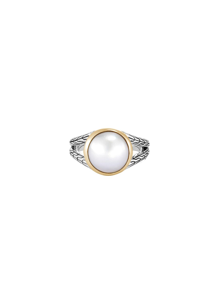 Women JOHN HARDY Fine Jewellery | Classic Chain 18K Gold Sterling Silver Cultured Mabe Pearl Ring — Size 6