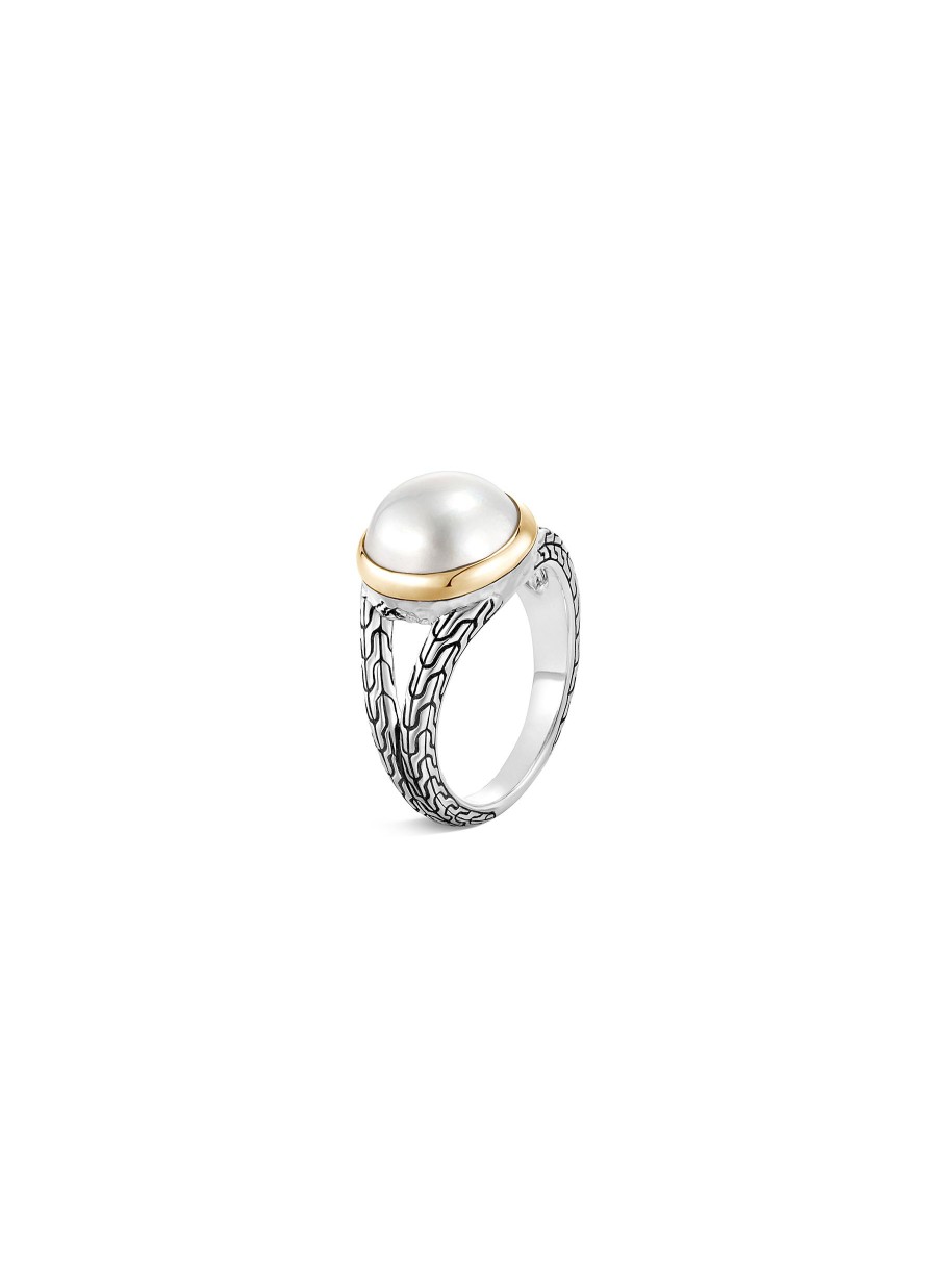 Women JOHN HARDY Fine Jewellery | Classic Chain 18K Gold Sterling Silver Cultured Mabe Pearl Ring — Size 6