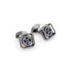 Men TATEOSSIAN Cufflinks | Square Quattro Gear Hand Painted Enamel Base Gunmetal Plated Cufflinks