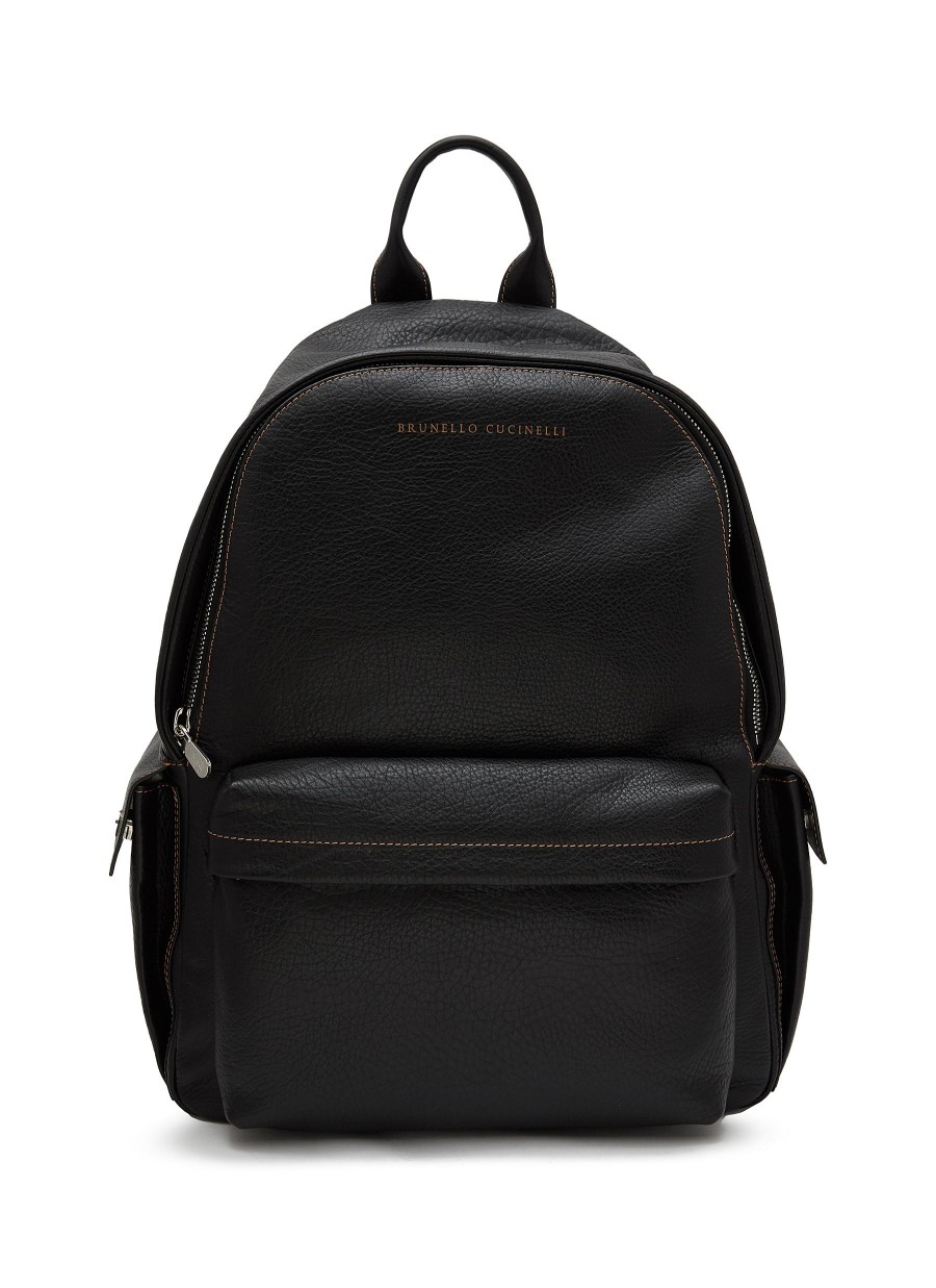 Men BRUNELLO CUCINELLI Backpacks | Zipped Leather Backpack