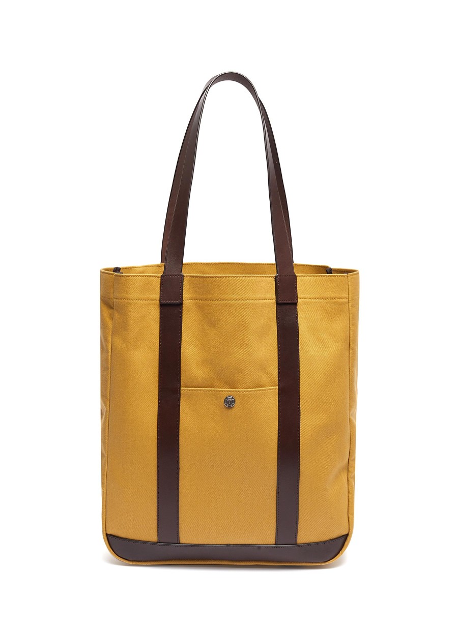 Men TRUNK Tote Bags | Open' Leather Trim Canvas Tote