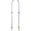 Women LA COQUE FRANCAISE Tech Accessories | Della Braided Bandana Wooden Bead Phone Strap — Violet