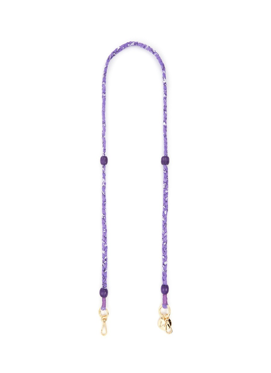 Women LA COQUE FRANCAISE Tech Accessories | Della Braided Bandana Wooden Bead Phone Strap — Violet