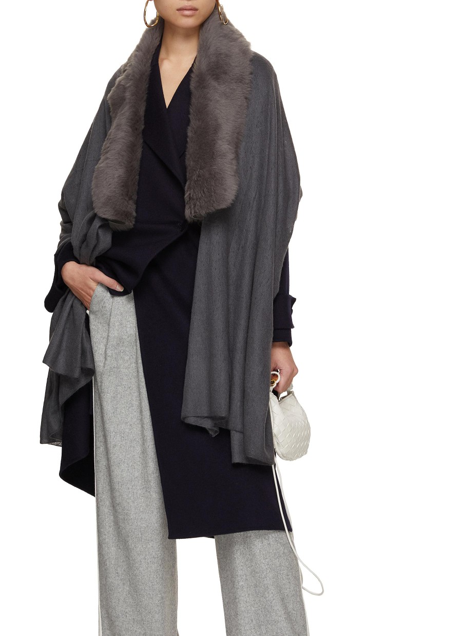 Women KARL DONOGHUE Scarves & Wraps | Shearling Collar Cashmere Shawl