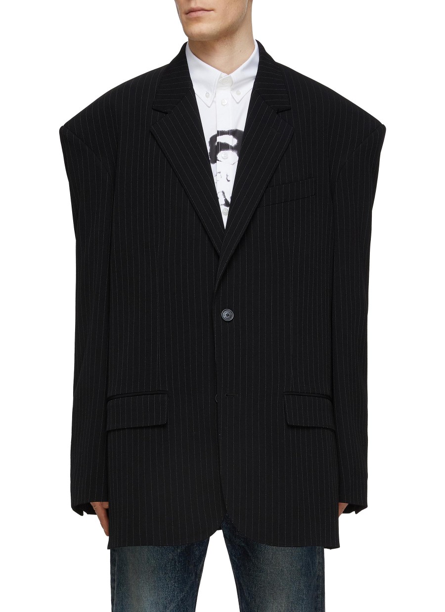 Men BALENCIAGA Suits | Pinstripe Oversized Single Breasted Blazer