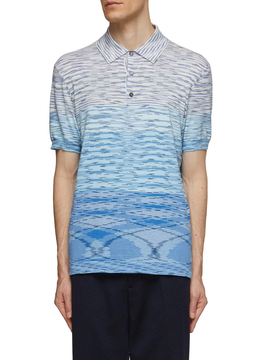 Men MISSONI Polos | Space Dye Gradient Short Sleeve Polo Shirt