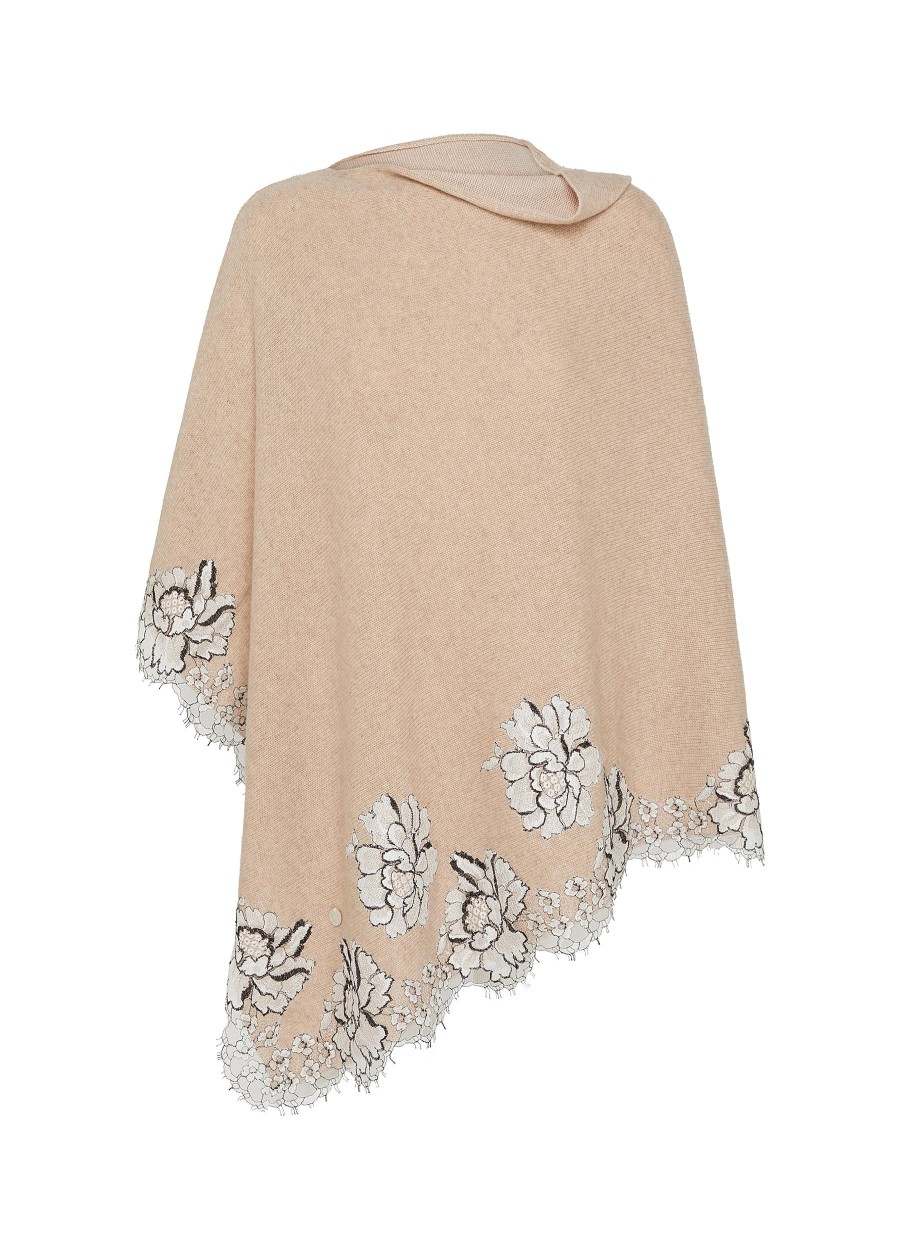 Women VINTAGE SHADES Scarves & Wraps | Reversible Lace Applique Cashmere Poncho