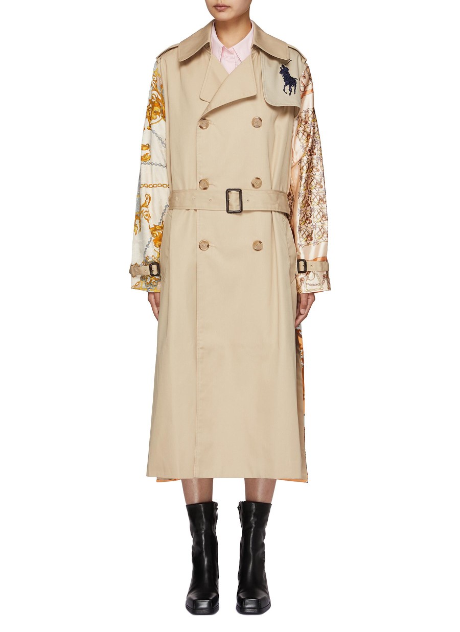 Women DRY CLEAN ONLY Coats | Belted Floral Print Trench Coat