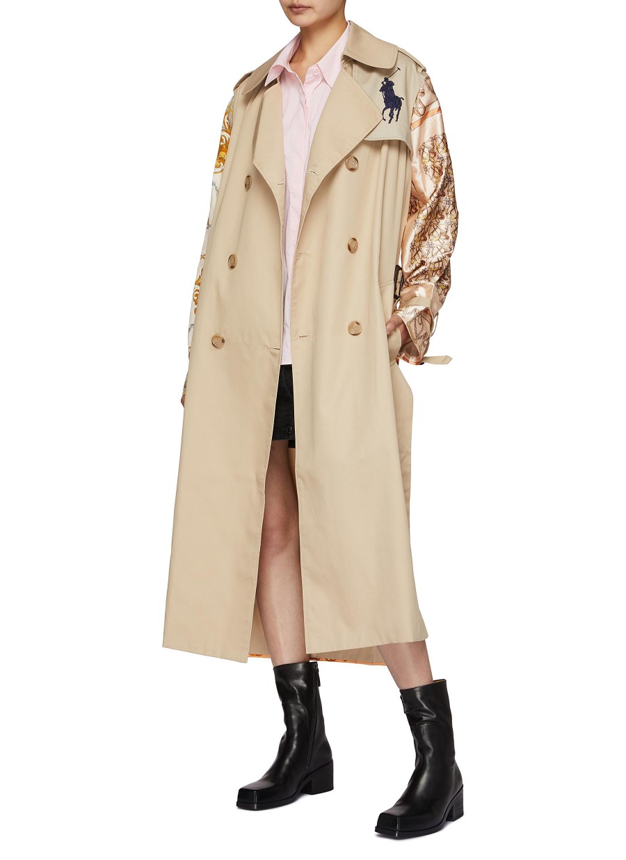 Women DRY CLEAN ONLY Coats | Belted Floral Print Trench Coat