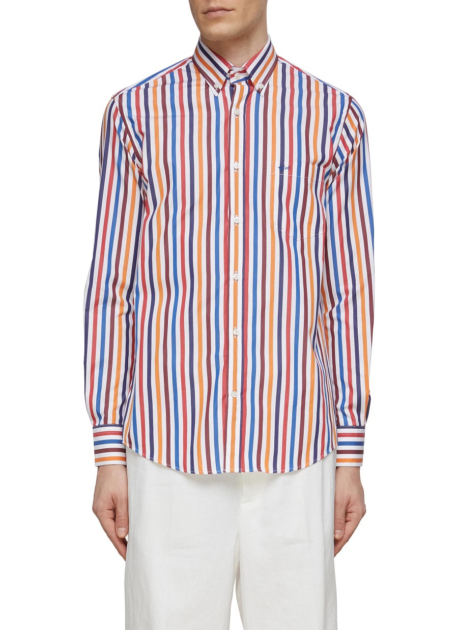 Men PAUL & SHARK Shirts | Striped Cotton Poplin Shirt