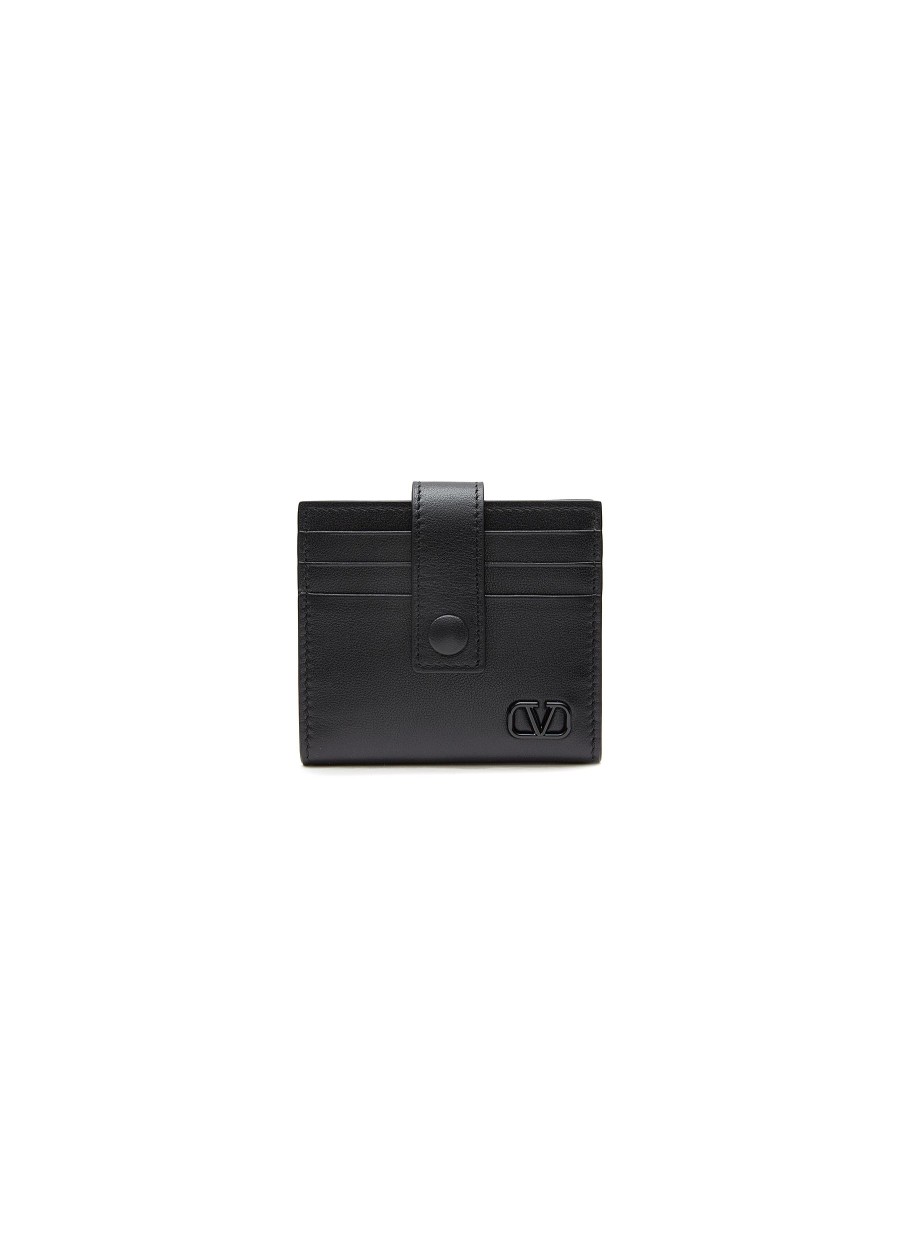 Men VALENTINO Small Leather Goods | Vlogo Plaque Leather Cardholder