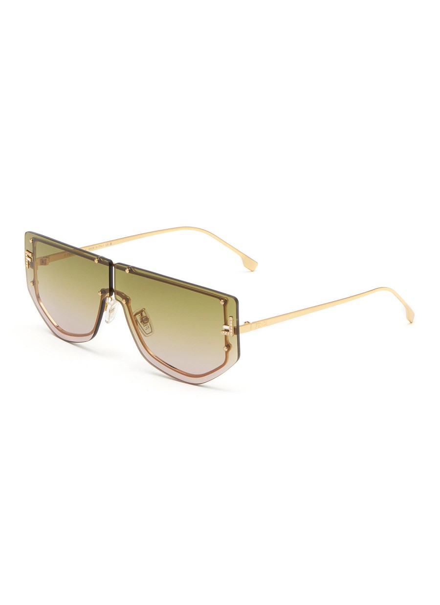 Women FENDI Eyewear | Fendi First Metal Shield Sunglasses