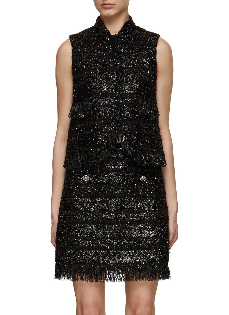 Women GIAMBATTISTA VALLI Coats | Sequin Boucle Tweed Gilet