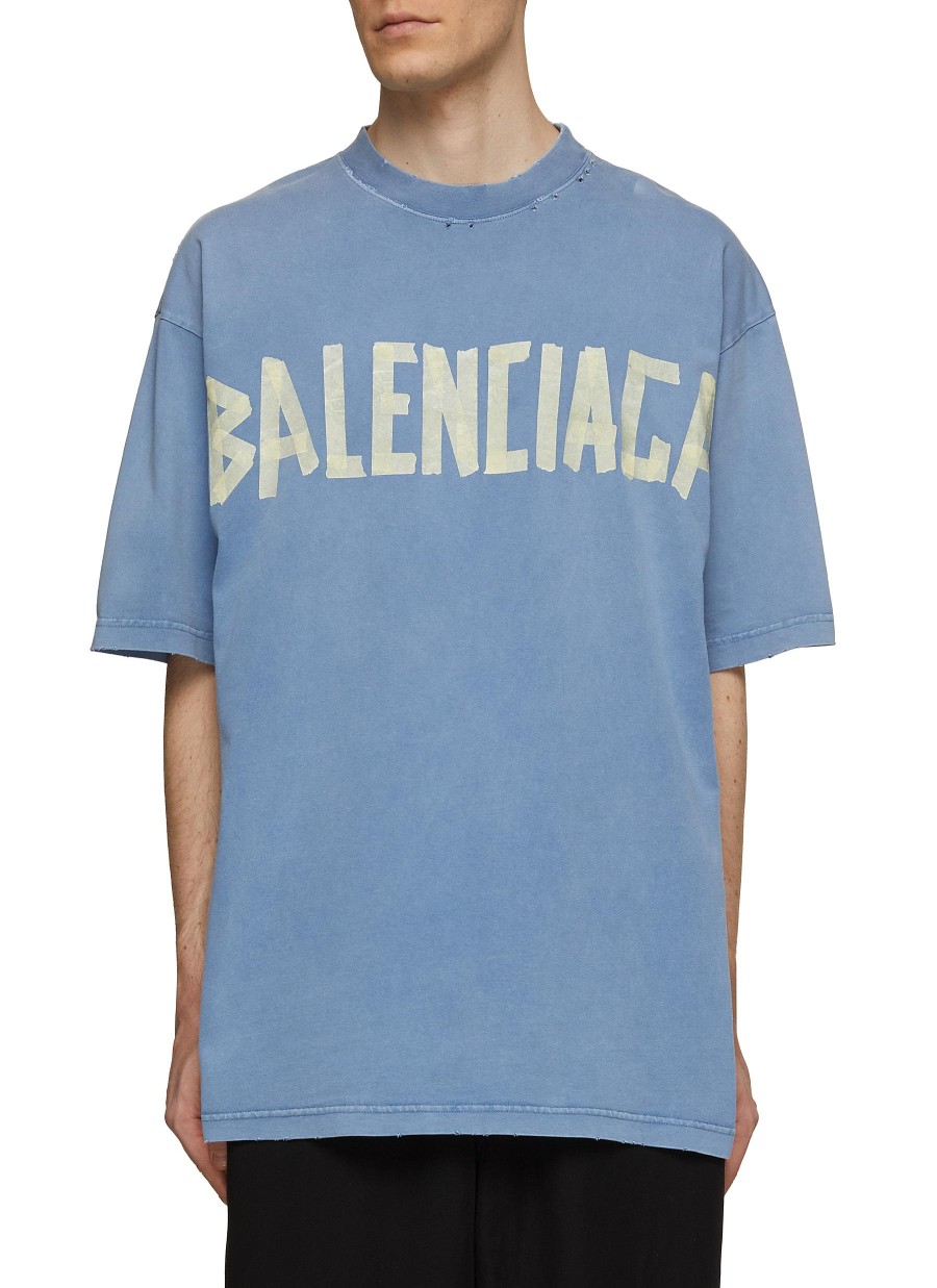 Men BALENCIAGA T-Shirts | Tape Type Logo T-Shirt