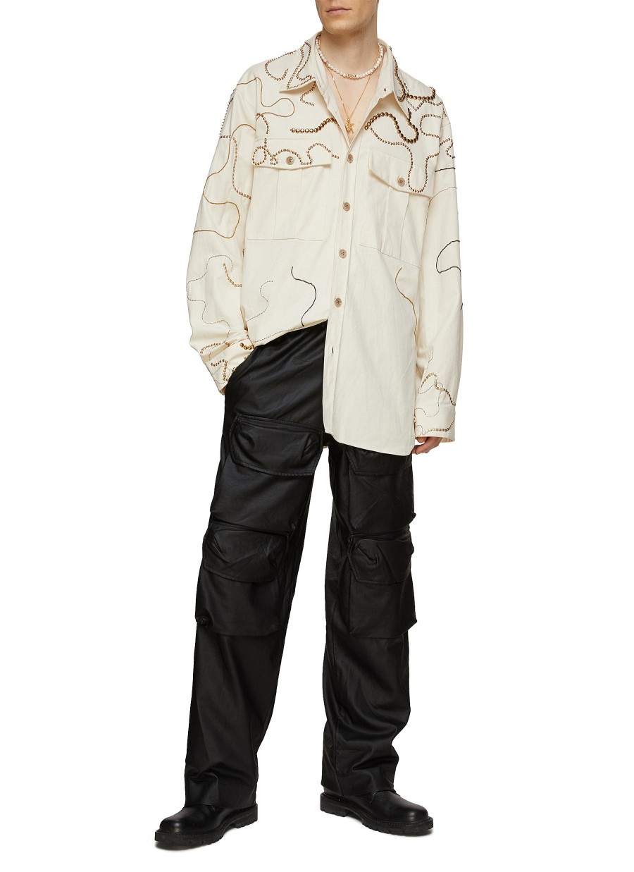 Men DRIES VAN NOTEN Shirts | Crowsey Oversized Chain Embroidered Shirt