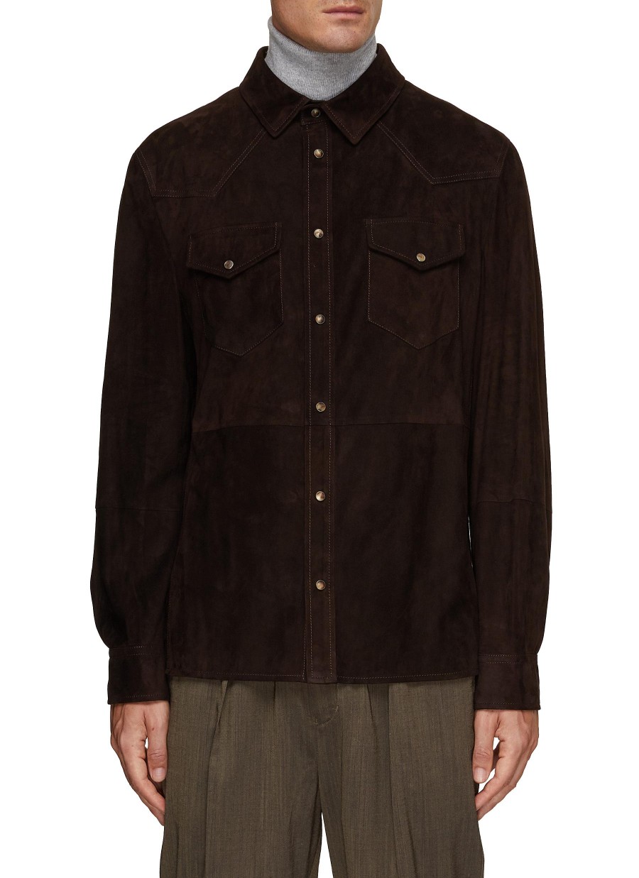 Men BRUNELLO CUCINELLI Jackets | Nappa Leather Suede Western Shirt