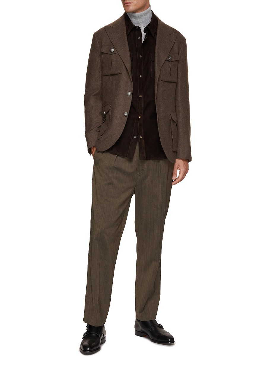 Men BRUNELLO CUCINELLI Jackets | Nappa Leather Suede Western Shirt